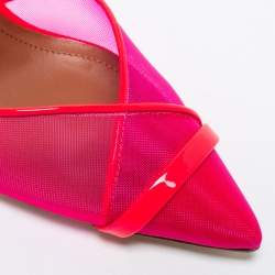 Pre Owned Malone Souliers Pink Mesh and Patent Clio Mule Size 38