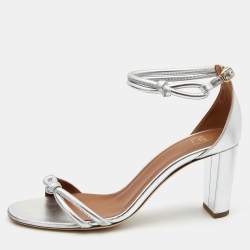 Pre Owned Malone Souliers Silver Leather Ankle Strap  Sandals Size 41