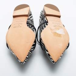 Pre Owned Malone Souliers White and Black Satin and Leather Maisie Mules Size 35.5