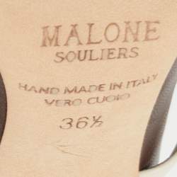 Pre Owned Malone Souliers Brown/White Leather Maureen Mules Size 36.5