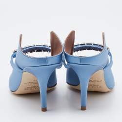 Pre Owned Malone Souliers Blue Satin Bella Embellished Mules Size 38