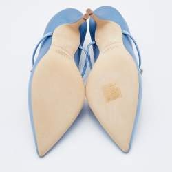 Pre Owned Malone Souliers Blue Satin Bella Embellished Mules Size 38