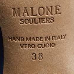 Pre Owned Malone Souliers Blue Satin Bella Embellished Mules Size 38