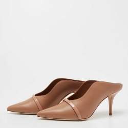 Pre Owned Malone Souliers Beige Leather Constance Mules Size 37.5