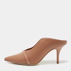 Pre Owned Malone Souliers Beige Leather Constance Mules Size 37.5