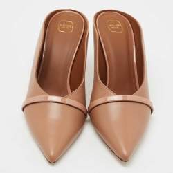 Pre Owned Malone Souliers Beige Leather Constance Mules Size 37.5