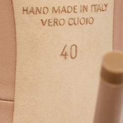 Pre Owned Malone Souliers By Roy Luwolt Optic Beige Leather and Patent Penelope Pointed Toe Pumps Size 40