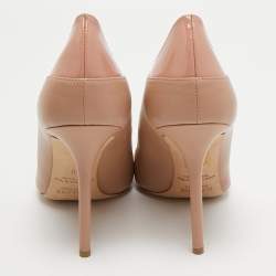 Pre Owned Malone Souliers By Roy Luwolt Optic Beige Leather and Patent Penelope Pointed Toe Pumps Size 40