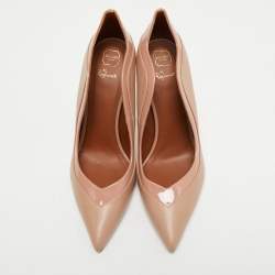 Pre Owned Malone Souliers By Roy Luwolt Optic Beige Leather and Patent Penelope Pointed Toe Pumps Size 40