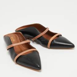Pre Owned Malone Souliers Black Leather Maureen Flat Mules Size 38