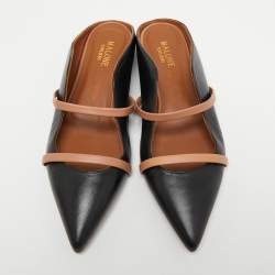 Pre Owned Malone Souliers Black Leather Maureen Flat Mules Size 38