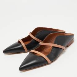 Pre Owned Malone Souliers Black Leather Maureen Flat Mules Size 38