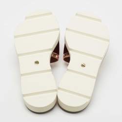 Pre Owned Malone Souliers Burgundy/Metallic Velvet and Foil Leather Flat Slides Size 36.5