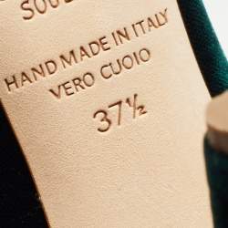 Pre Owned Malone Souliers Dark Green/Gold Velvet and Leather Maureen Pumps Size 37.5