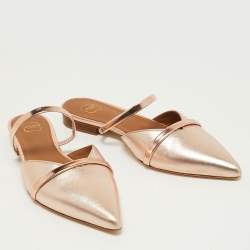 Pre Owned Malone Souliers Metallic Leather Frankie Mary Jane Flat Mules Size 37