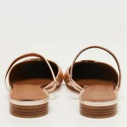 Pre Owned Malone Souliers Metallic Leather Frankie Mary Jane Flat Mules Size 37