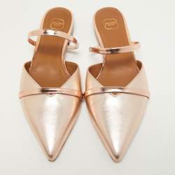 Pre Owned Malone Souliers Metallic Leather Frankie Mary Jane Flat Mules Size 37