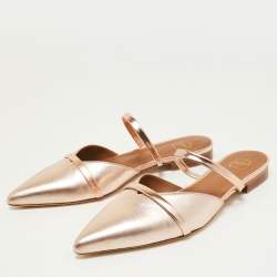 Pre Owned Malone Souliers Metallic Leather Frankie Mary Jane Flat Mules Size 37