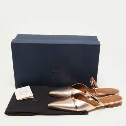 Pre Owned Malone Souliers Metallic Leather Frankie Mary Jane Flat Mules Size 37