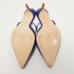 Pre Owned Malone Souliers Blue Leather Marla FTA 01 Mules Size 42