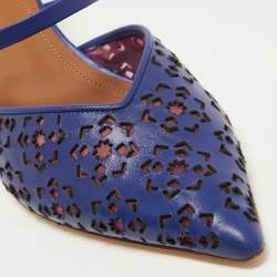 Pre Owned Malone Souliers Blue Leather Marla FTA 01 Mules Size 42