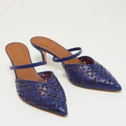 Pre Owned Malone Souliers Blue Leather Marla FTA 01 Mules Size 42