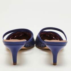 Pre Owned Malone Souliers Blue Leather Marla FTA 01 Mules Size 42