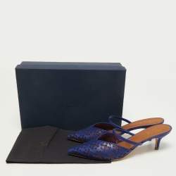 Pre Owned Malone Souliers Blue Leather Marla FTA 01 Mules Size 42