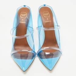 Pre Owned Malone Souliers Blue/Transparent PVC Maureen Pumps Size 37.5
