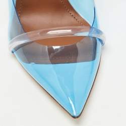 Pre Owned Malone Souliers Blue/Transparent PVC Maureen Pumps Size 37.5