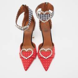 Pre Owned Malone Souliers Tricolor Canvas Camille Ankle Strap Sandals Size 37