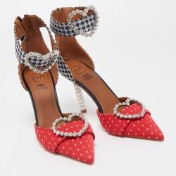 Pre Owned Malone Souliers Tricolor Canvas Camille Ankle Strap Sandals Size 37