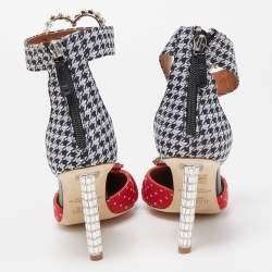 Pre Owned Malone Souliers Tricolor Canvas Camille Ankle Strap Sandals Size 37