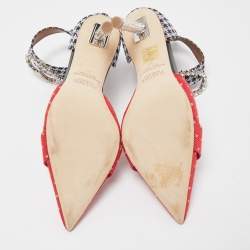 Pre Owned Malone Souliers Tricolor Canvas Camille Ankle Strap Sandals Size 37