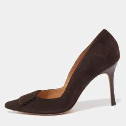 Pre Owned Malone Souliers Brown Suede Pointed Toe Pumps Size 40.5