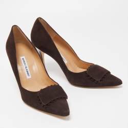 Pre Owned Malone Souliers Brown Suede Pointed Toe Pumps Size 40.5