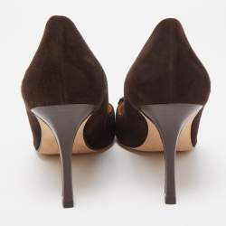 Pre Owned Malone Souliers Brown Suede Pointed Toe Pumps Size 40.5
