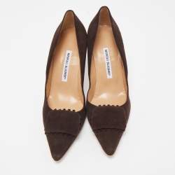 Pre Owned Malone Souliers Brown Suede Pointed Toe Pumps Size 40.5