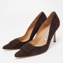 Pre Owned Malone Souliers Brown Suede Pointed Toe Pumps Size 40.5