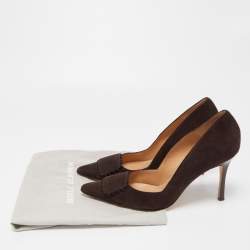 Pre Owned Malone Souliers Brown Suede Pointed Toe Pumps Size 40.5