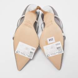 Pre Owned Malone Souliers Metallic Silver Glitter and Leather Maureen Sandals Size 36