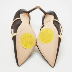 Pre Owned Malone Souliers Black/Gold Satin Maureen Pumps Size 36