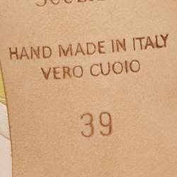 Pre Owned Malone Souliers Yellow/Pink Leather Edie Mules Size 39