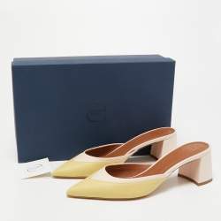 Pre Owned Malone Souliers Yellow/Pink Leather Edie Mules Size 39