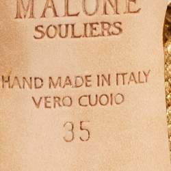 Pre Owned Malone Souliers Gold Leather Maisie Mules Size 35