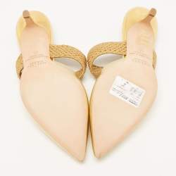 Pre Owned Malone Souliers Gold Leather Maisie Mules Size 35