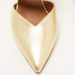 Pre Owned Malone Souliers Gold Leather Maisie Mules Size 35