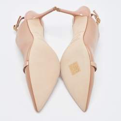Malone Souliers Beige Leather Mario Pointed Toe Slingback Pumps Size 40