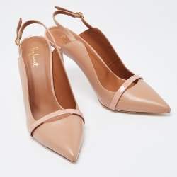 Malone Souliers Beige Leather Mario Pointed Toe Slingback Pumps Size 40