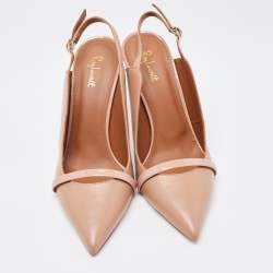 Malone Souliers Beige Leather Mario Pointed Toe Slingback Pumps Size 40